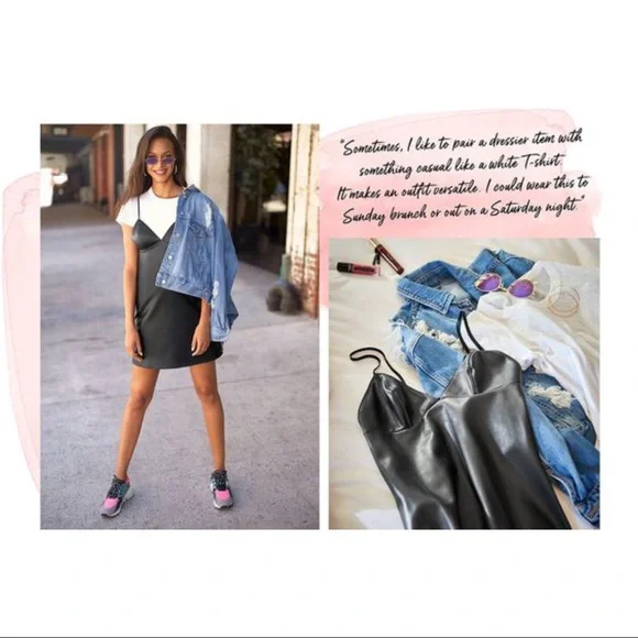 ✨HP✨ VS Faux Leather Slip Dress Vegan Babydoll XS - Picture 6 of 10